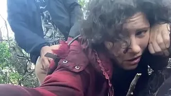 Play Quick, nervous fuck out in nature while hiding from cars.